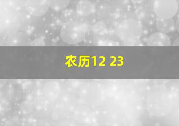 农历12 23